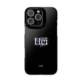 Hei Black Snap Case for iPhone, Customizable Phone Cover, Gift for Students, Trendy Accessory for Young Adults, Durable Phone Case fins