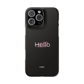 Chic Snap Cases for iPhone, Stylish Phone Cover, Minimalist Design, Gifts for Her, Hello Case, Modern Phone Accessory engels
