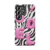 Trendy Phone Case with Pink Bubble Letters, Cute Animal Print Cover, Ideal for Teens, Fashion Accessory, Gift for Birthdays, Holidays